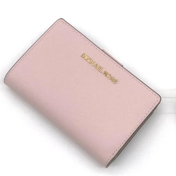 Michael Kors Medium Bifold Zip Chain Wallet Powder Blush - Picture 7 of 8